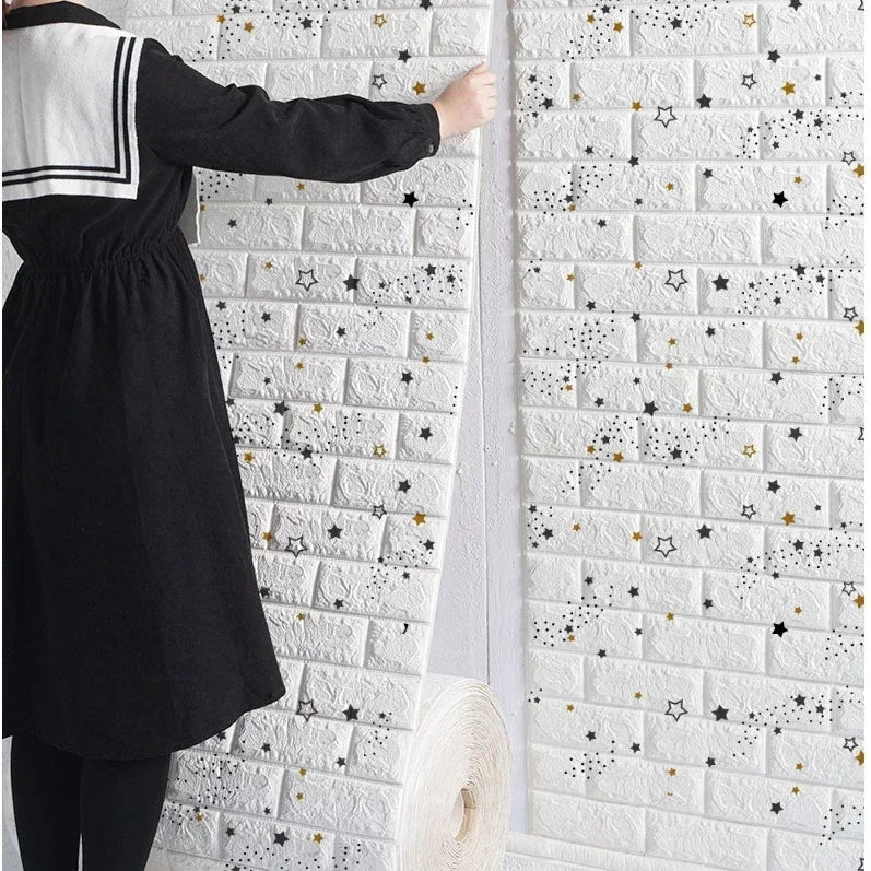 70cmx1/5/10m 3D Wallpaper Decoration Self-adhesive Antique Foam Brick Wallpaper Living Room Bedroom Waterproof 3d Wall Sticke