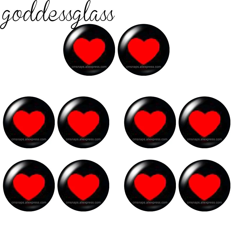 Glass Cartoon Doll Round Eyes Heart Pupil Lovely 10pcs 12mm/18mm/20mm/25mm Round Cabochon Flat Back Making Findings Jewelry -