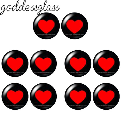 Glass Cartoon Doll Round Eyes Heart Pupil Lovely 10pcs 12mm/18mm/20mm/25mm Round Cabochon Flat Back Making Findings Jewelry -