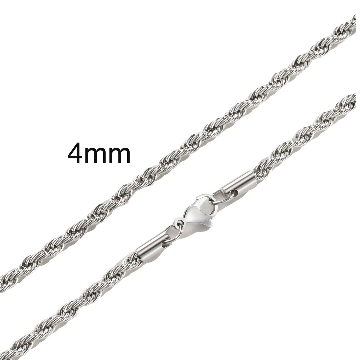 Punk Vintage Rope Chain Necklace for Men Women,Gold Color Stainless Steel Braided Twisted Chain,Hip Hop Casual Jewelry