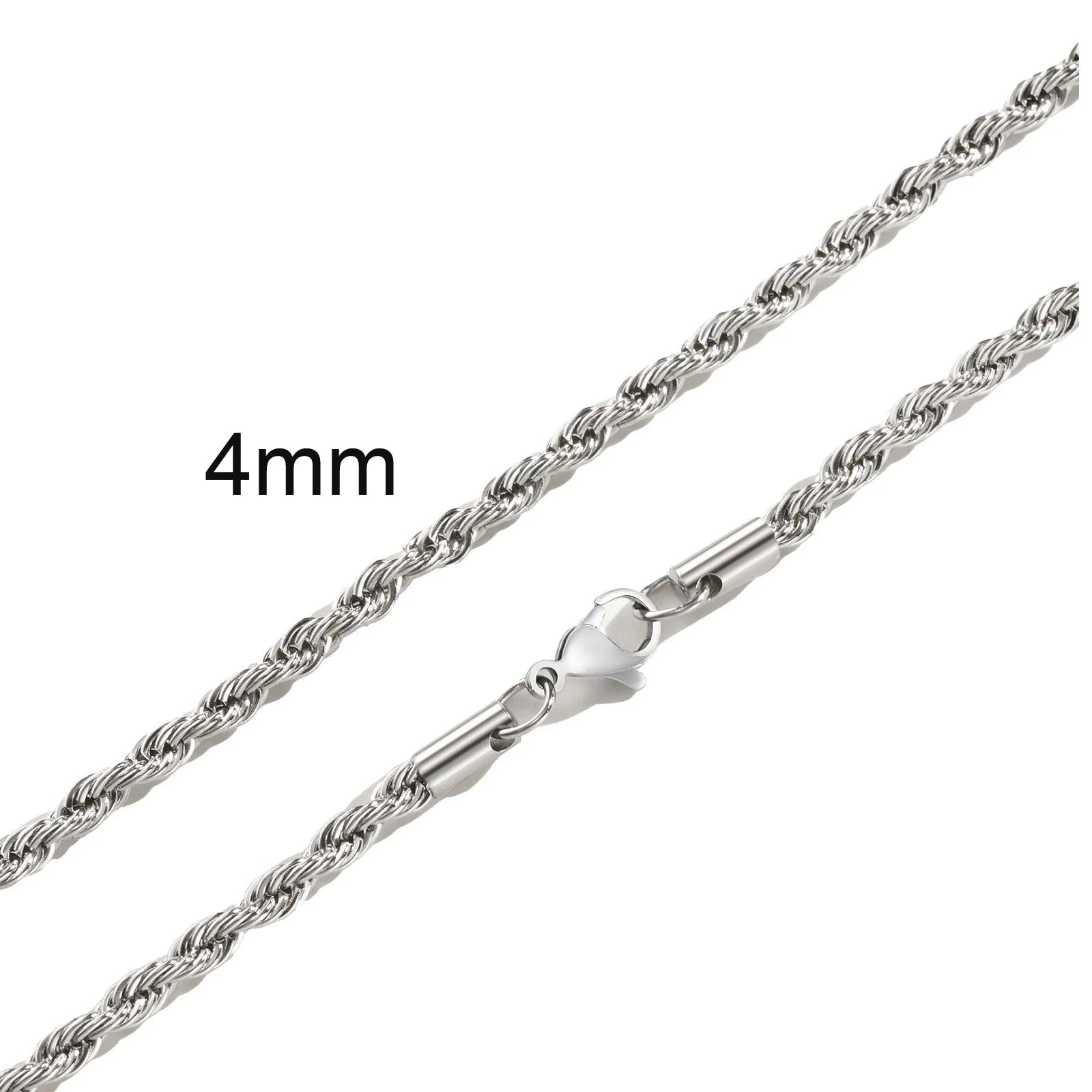 Punk Vintage Rope Chain Necklace for Men Women,Gold Color Stainless Steel Braided Twisted Chain,Hip Hop Casual Jewelry