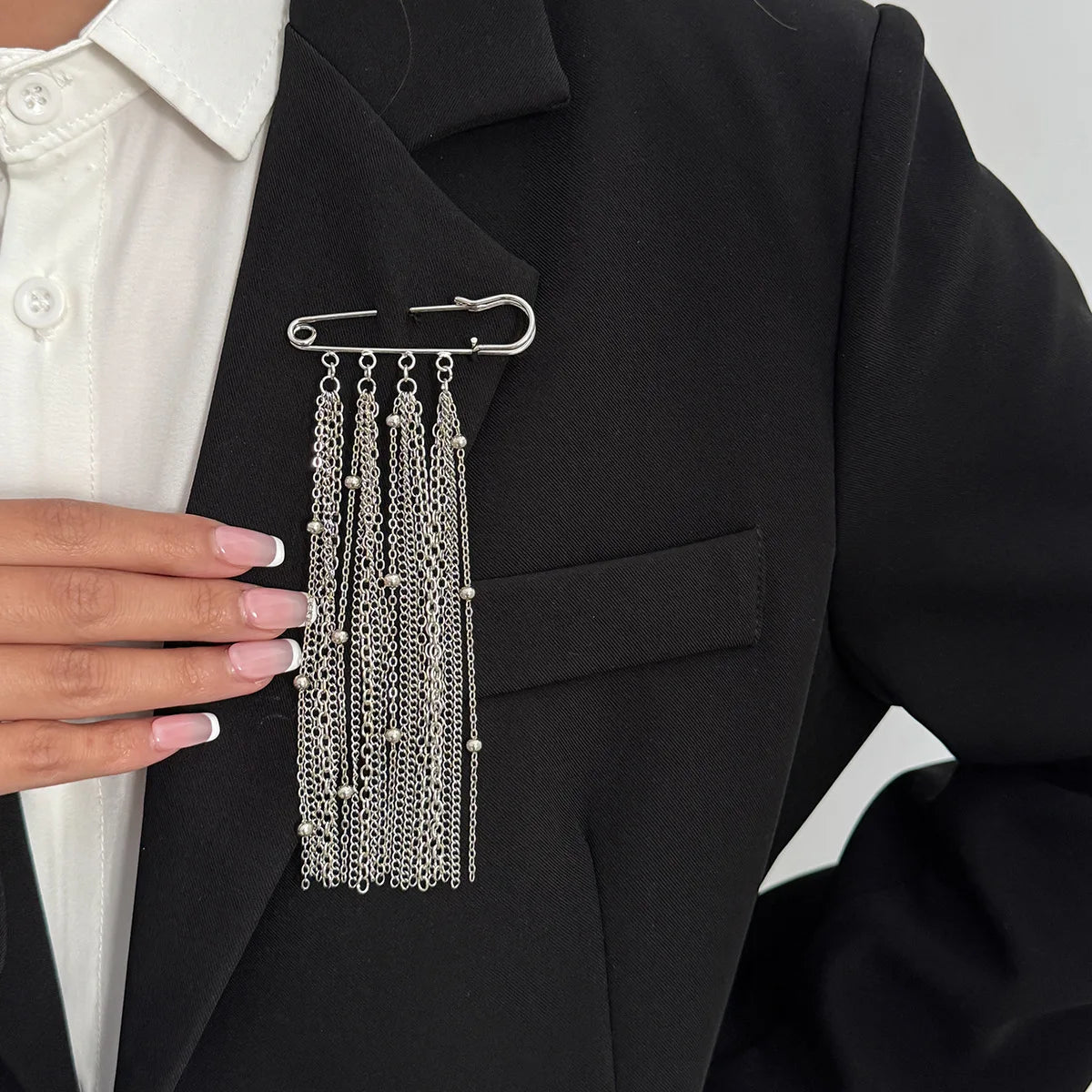 Accessory Personalized Suit Anti-Flash Bead Necklace Pin Hanging Ornament Ins Waterproof Crystal Tassel Chain Brooch - X00344