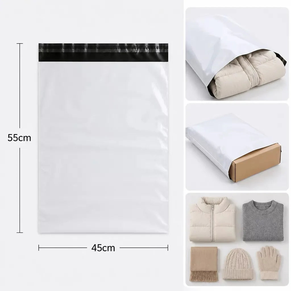 50Pcs White Courier Mailer Bags Packaging Poly Package Plastic Self-Adhesive Mailing Express Bag Envelope Postal Pouch Mailin