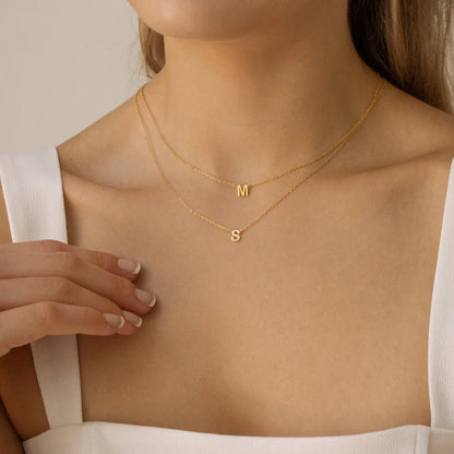 A-Z26 Initial Letters Necklace For Women Stainless Steel Jewelry Pendant Alphabet Single Name Choker Necklaces