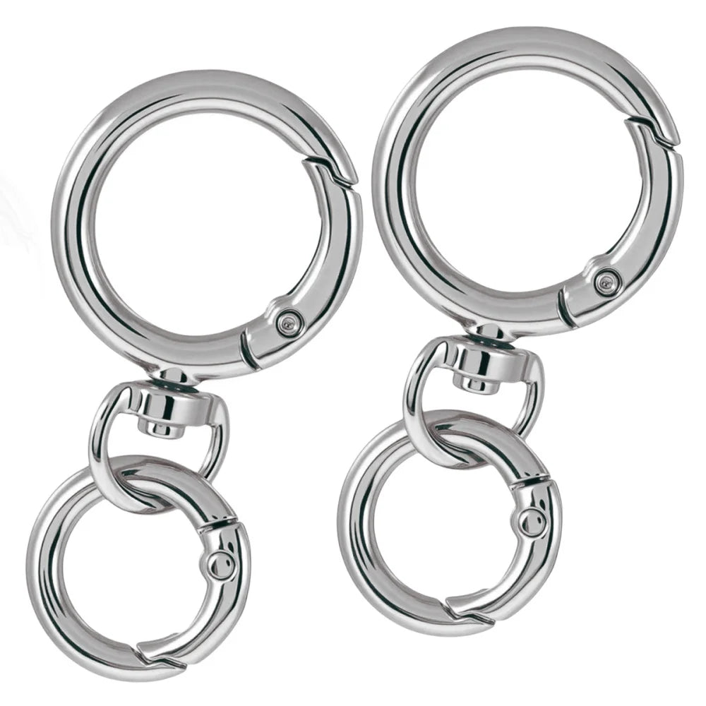 2Sets Round Spring Snap Carabiner Clip O Rings Swivel Trigger Hook Metal Clasps Keychain for Handbag Lanyards DIY Crafts