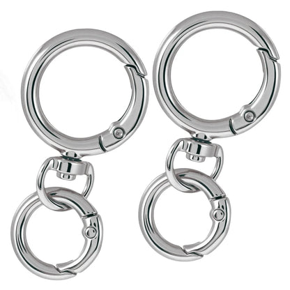 2Sets Round Spring Snap Carabiner Clip O Rings Swivel Trigger Hook Metal Clasps Keychain for Handbag Lanyards DIY Crafts