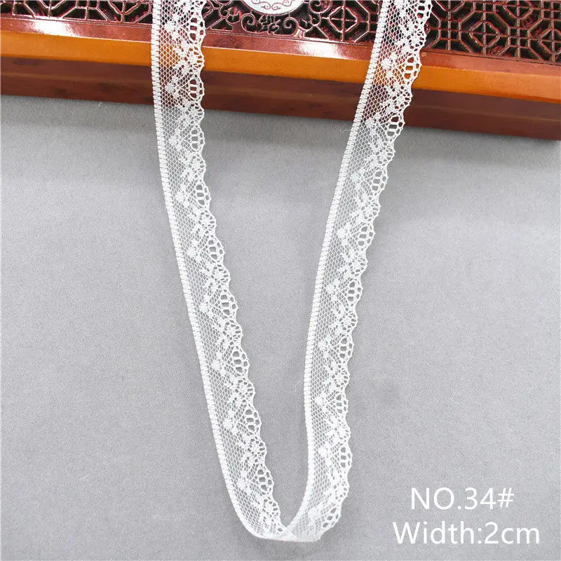 Best Selling 10yards 38kinds Color White Lace Ribbon Woven Band French African Lace Wedding Fabric DIY Clothing/gift Wrapping