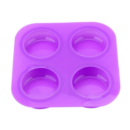 4 Cavity Reusable Soap Molds Tray Silicone Round Circles Soap Molds DIY Handmade Craft Cake Decorating Tools - Purple