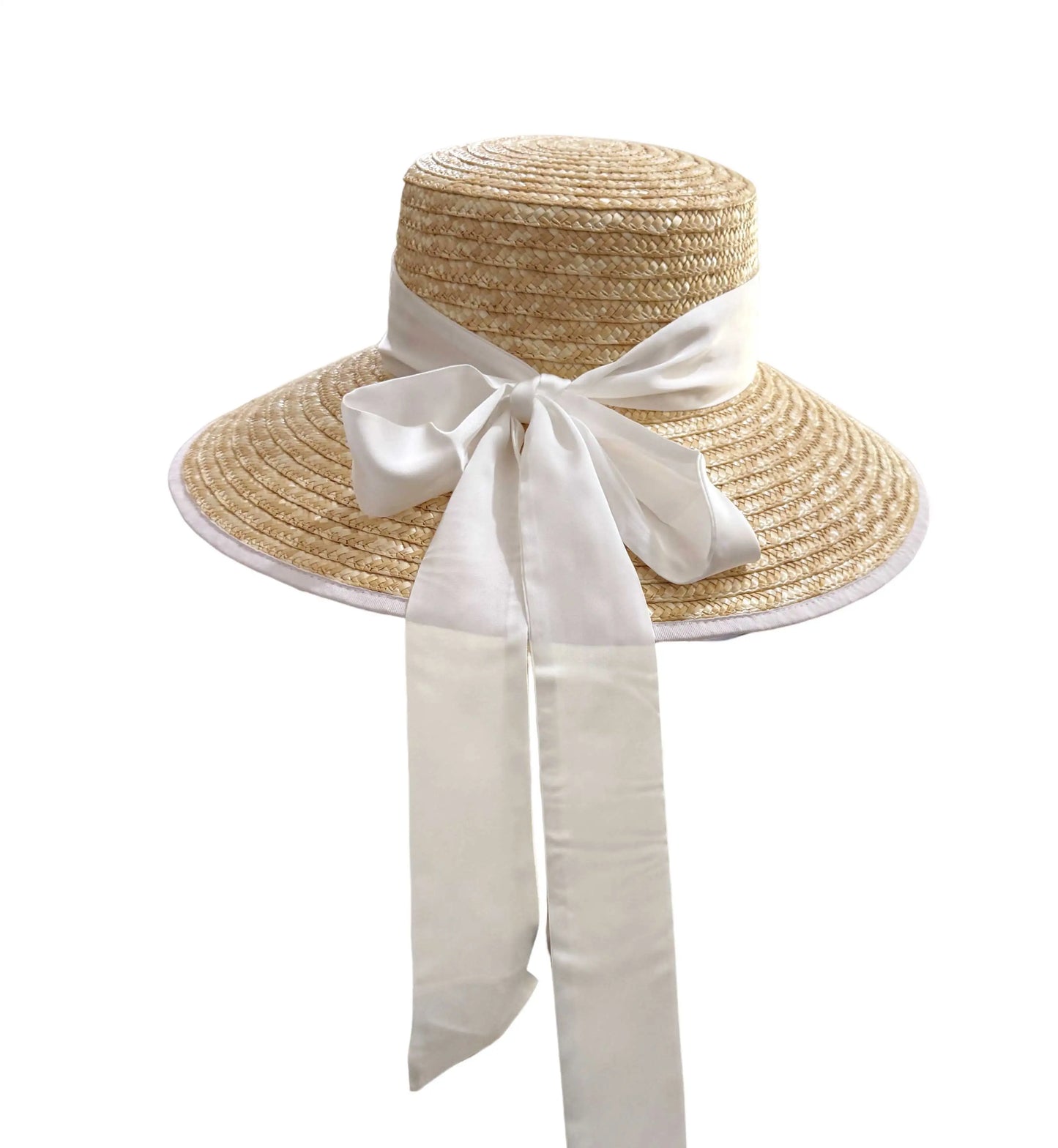 Boater Straw Hat wide brim French elegant square ribbon women's sun hat holiday straw hat 모자 햇빛 가리개
