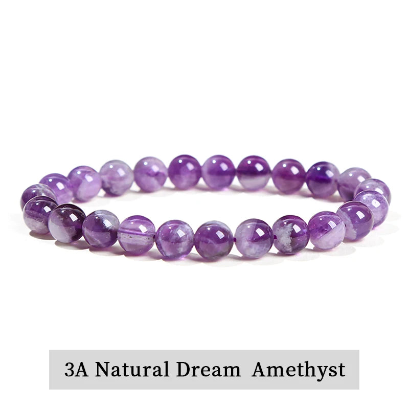 JD Natural Stone Beads Bracelet Amethyst Tiger Eye Crystal Quartz Agate Gem Beads Bangles Women Men Reiki Healling Jewelry Gi