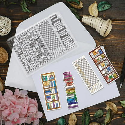 Bookcase Clear Stamps Reading Records Transparent Stamps Puppy Silicone Clear Stamp Seals for DIY Scrapbooking Photo Album