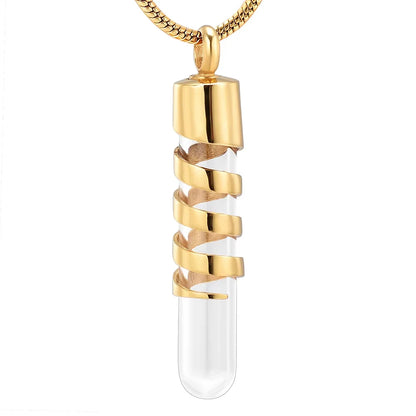 Clear Glass Tube Cremation Urn Jewelry Ashes Holder Necklace Keepsake Memorial Pendant Stainless Steel Cremation Jewelry - Go