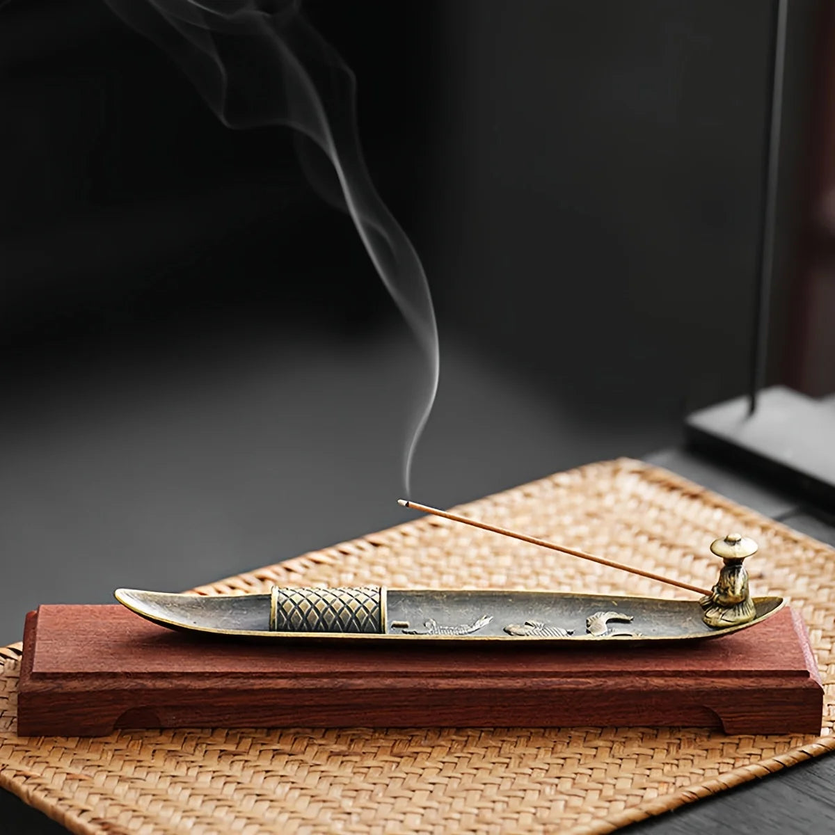 Creative Incense Holder Aromatherapy Ornament Incense Holder Boat Old Men Fishing Japanese Style Incense Stick Burner Home De