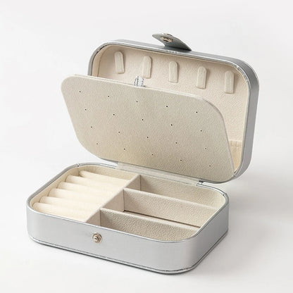 Portable Multi-Compartment Jewelry Box with Velvet Lining - Travel-Friendly Pink Jewelry Organizer for Accessories - GRAY