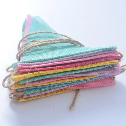 Colourful Jute Linen Pennant Flags Festival Bunting Banners Party Hanging Wedding Hanging Banner Party Garland for Home Decor
