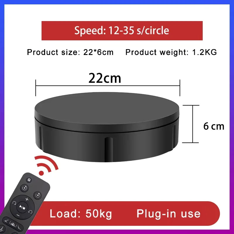 3 Speeds Electric Rotating Display Stand Mirror 360 Degree Turntable Jewelry Holder Battery/USB Power for Photography Shootin
