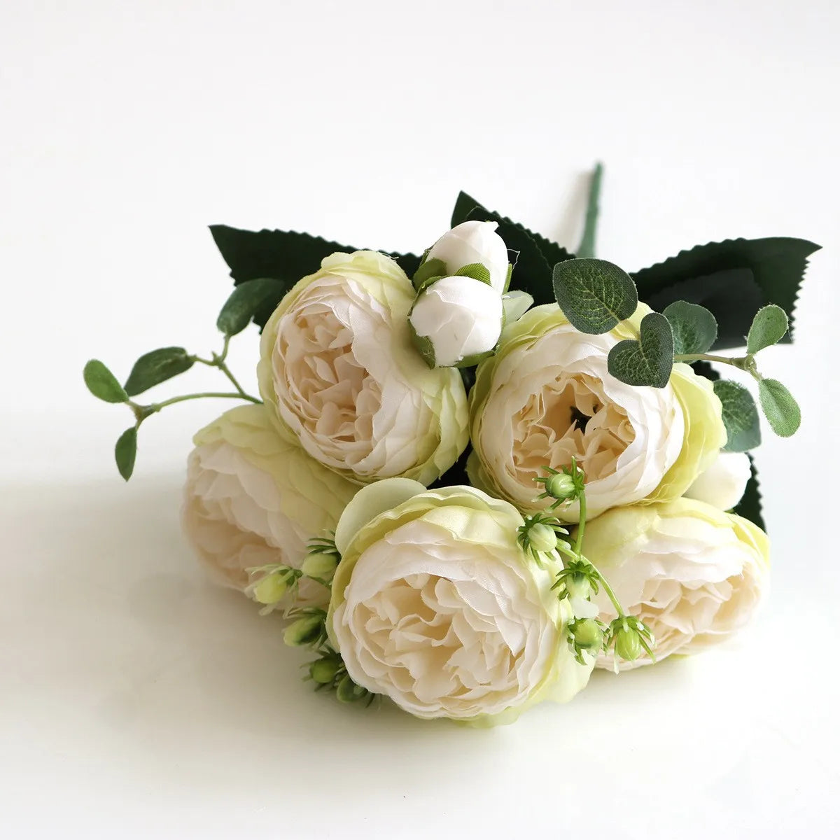 1pcs/30cm Rose Pink Silk Bouquet Peony Artificial Flower 5 Big Head 4 Small Bud Bride Wedding Home Decoration Artifi - 19
