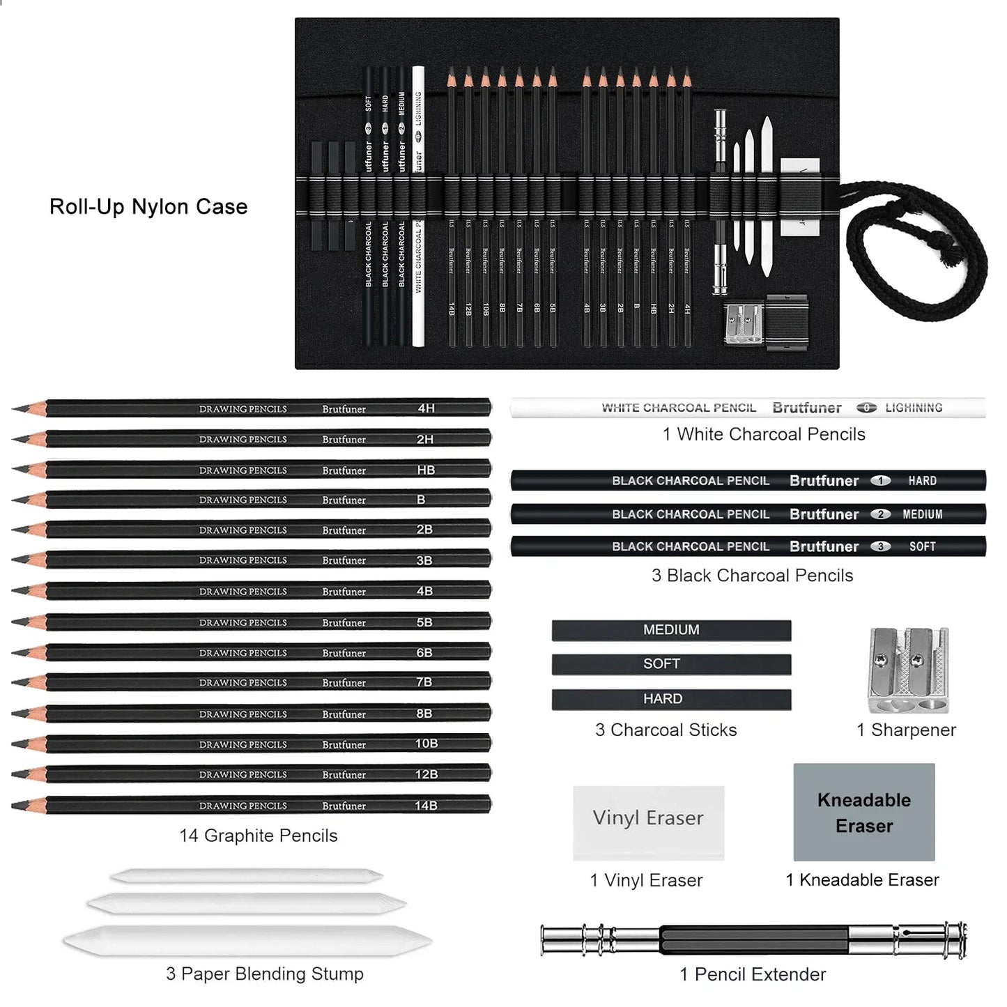 14-58 Pack Drawing Sketching Set,Pro Art Sketch Supplies with 3-Color Sketchbook,Graphite,Charcoal Pencil,Ideal for Shading