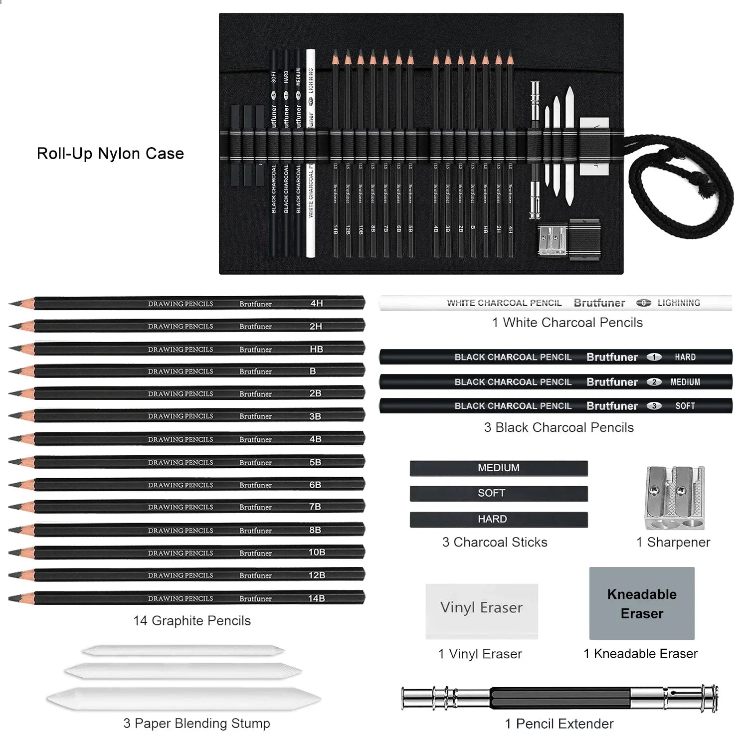 14-58 Pack Drawing Sketching Set,Pro Art Sketch Supplies with 3-Color Sketchbook,Graphite,Charcoal Pencil,Ideal for Shading