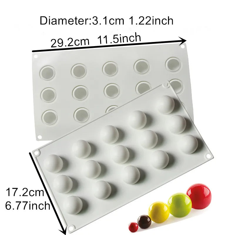 Silicone Chocolate Mold Silicon Ball Cake Moulds 3D Half Sphere Candy Truffle Baking Tray 1piece - 3.1cm ball