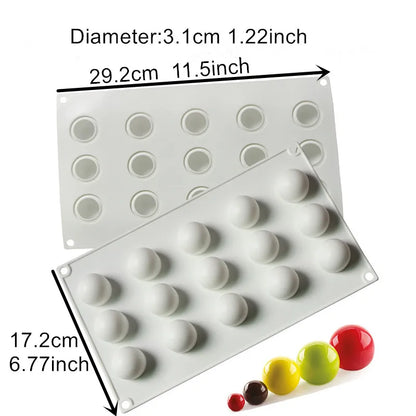 Silicone Chocolate Mold Silicon Ball Cake Moulds 3D Half Sphere Candy Truffle Baking Tray 1piece - 3.1cm ball