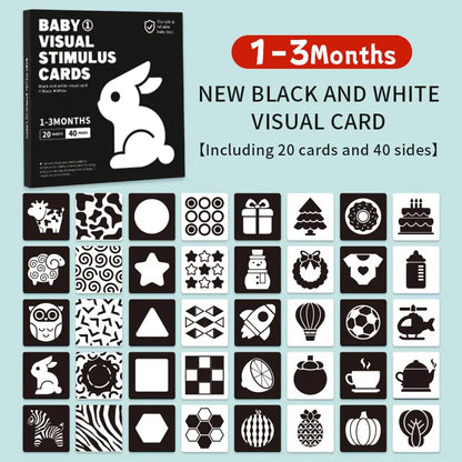 Black and White Cards High Contrast Baby Toys 0-36 Months Newborns Visual Stimulation Brain Development Learning Flash Cards