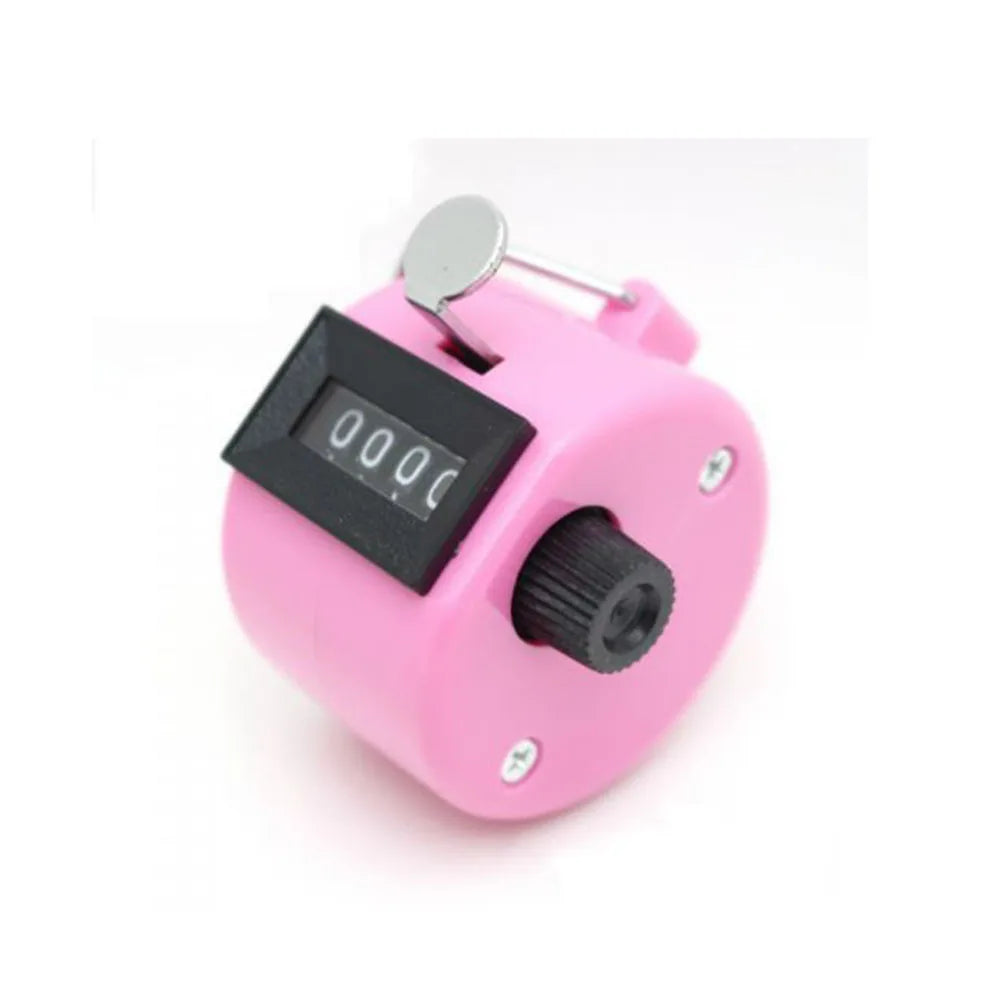 4 Digit Counters Hand Finger Display Manual Counting Tally Clicker Timer Soccer Golf Counter Plastic Shell - Pink