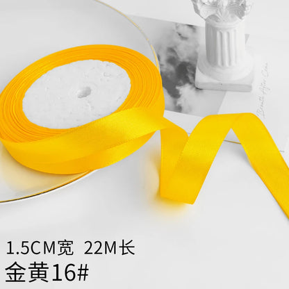 Wusmart 22Meters/Roll 1.5cm Single Face Satin Ribbon DIY Handmade Crafts Fabric Christmas Wedding Decoration Silk Ribbons - G