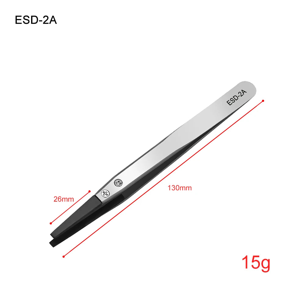 Industrial Tweezers Electronics Anti-static Curved Straight Tip Precision Stainless DIY Hand Tools Sets Forceps Phone Repair 
