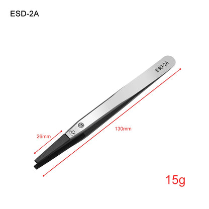 Industrial Tweezers Electronics Anti-static Curved Straight Tip Precision Stainless DIY Hand Tools Sets Forceps Phone Repair 