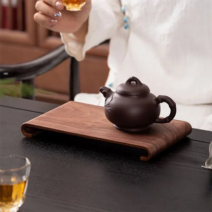 Creative rectangular wooden desktop display rack Hotel Home Coffee Table Decorative Plate Retro Style Heat-resistant Thick Tr