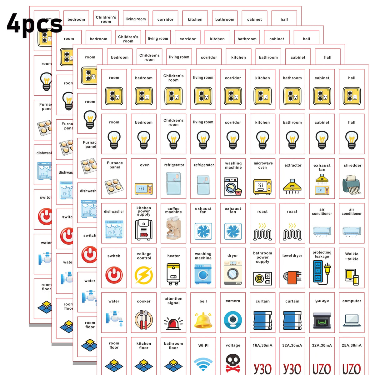 Label Stickers for Electric Meter Boards, Switch Label Sticker Set, Electrical Panel Label Stickers,Panel Labels Stickers - 4