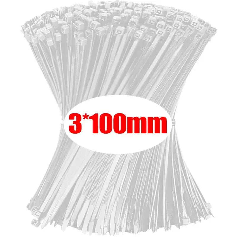 1000/100Pcs Nylon Cable Ties Self-locking Cord Ties Straps Adjustable Cables Fastening Loop Home Office Wire Zip Ties