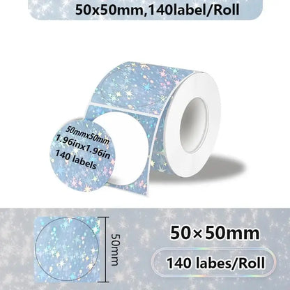 Munbyn/Nelko Holographic Laser Label Sticker Matte Silver Thermal Paper for M110 M220 M200 E210 P50 PM220 DETONG P1 WP9520 Ma