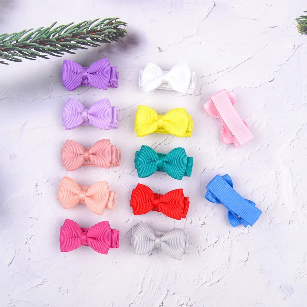 1.2 Inches Solid Colors Mini Hair Bows With Clip For Kids Girls Hairgrips Ribbon Covered Safety Bows Headwear Hair Accessorie