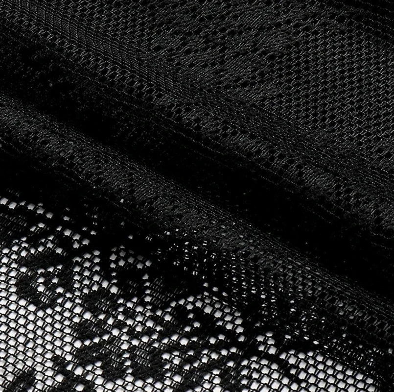 1pc Vintage Floral Embroidery Clear Black Lace Curtain Panel - Privacy & Light Filtering, Machine Washable,