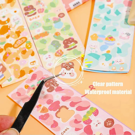 20-200 PCS Goo Card Cute Stickers Kawaii Cartoon Laser Sticker No repeat for Diary DIY School Students Decoration Stationery