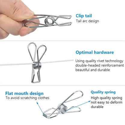 Clothespins Stainless Steel Clips Clothes Pegs Household Washing Hang Laundry Metal Home Storage Tool 10/20/40Pcs Clothes Peg