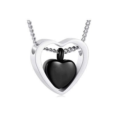 Cremation jewelry double heart ashes necklace 4 colors ashes pendant keepsake waterproof ashes holder jewelry-custom engravin