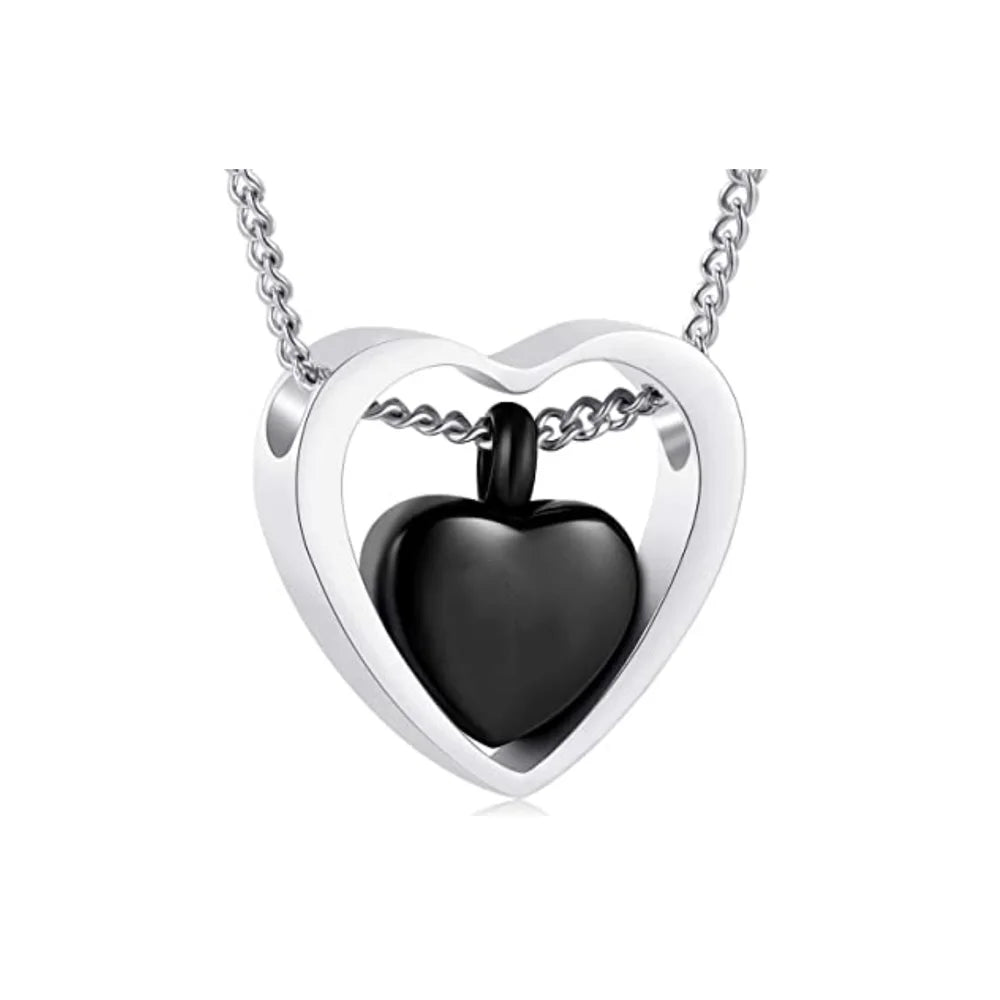 Cremation jewelry double heart ashes necklace 4 colors ashes pendant keepsake waterproof ashes holder jewelry-custom engravin