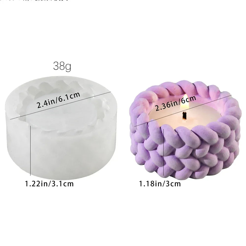 Hemp Rope Candle Cup Silicone Mold DIY Succulent Flower Pot Home Decor Molds Cement Gypsum Resin Clay Craft Storage Box Mould