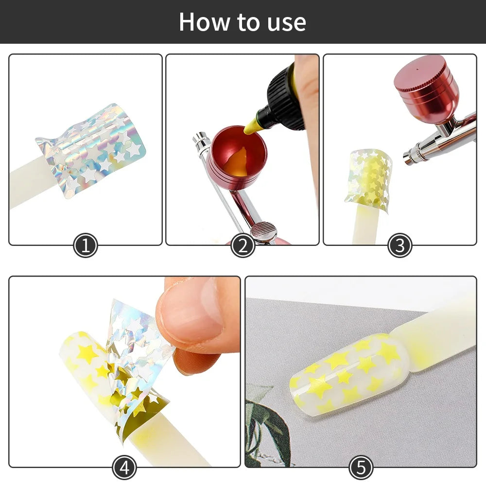 12pcs Nail Polish Paint Airbrush Nail Ink Use For Airbrush Spray Gun Color Painting Stencil Making Hollow Pattern Nail Art To