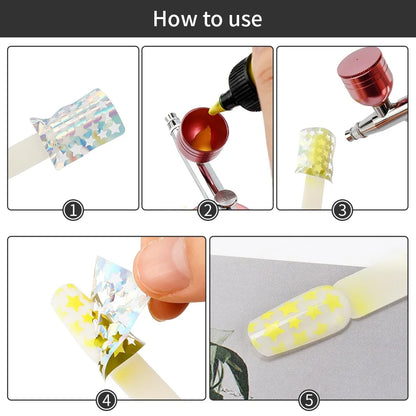 12pcs Nail Polish Paint Airbrush Nail Ink Use For Airbrush Spray Gun Color Painting Stencil Making Hollow Pattern Nail Art To