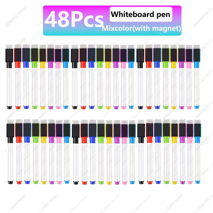 48-1Pcs Magnetic Erasable Whiteboard Pen Color Options Numbering Stationery Office Teaching Supplies for Student Blackboard N