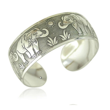 Meetvii New Retro Cuff Bracelets Tibetan Silver Metal Carving Sea Turtle Lotus Elephant Flower Bangles Vintage Gypsy Jewelry 