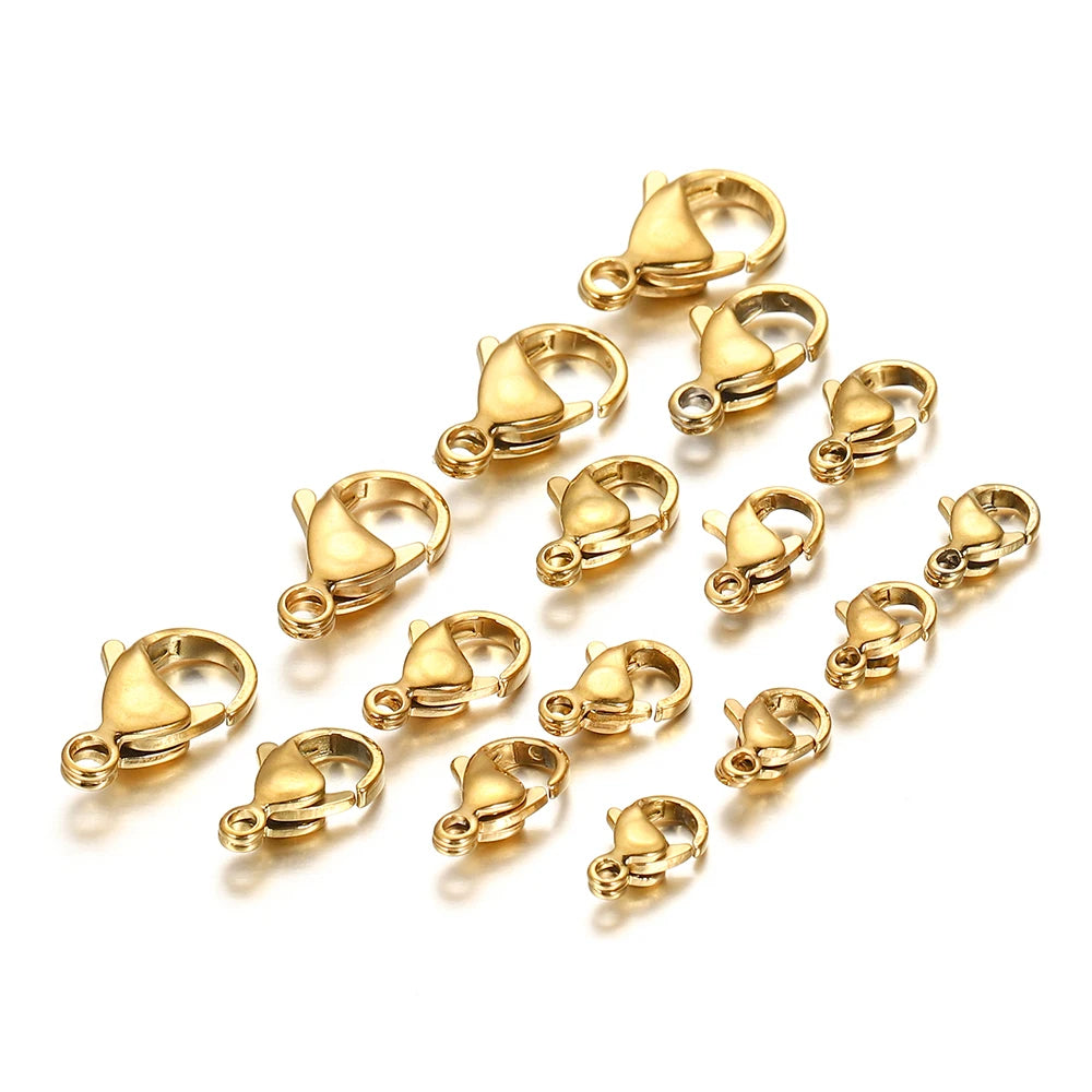 10/20/30Pcs Stainless Steel Gold Plated Lobster Clasp Claw Clasps For Bracelet Necklace Chain Diy Jewelry Making Supplies