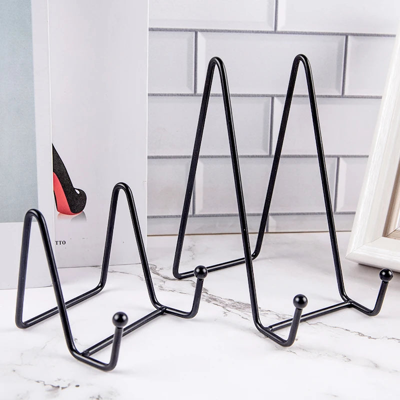 1pc Plate Display Stand Picture Easel Metal Plate Stands Holder Display Pictures Frame Photo Decorative Plate Dish Tabletop A