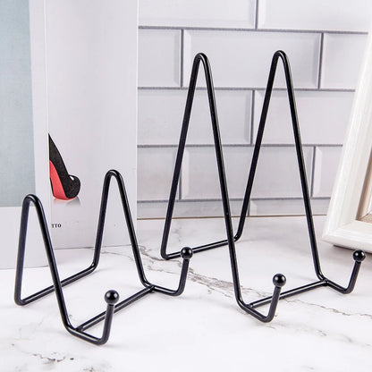 1pc Plate Display Stand Picture Easel Metal Plate Stands Holder Display Pictures Frame Photo Decorative Plate Dish Tabletop A