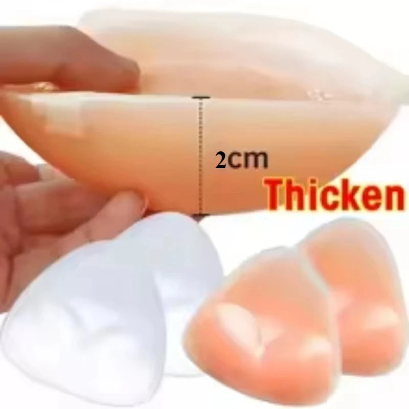 2pcs Silicone Bra Inserts Breast Pads Sticky Push-up Women Bra Cup Thicker Nipple Cover Patch Bikini Inserts for Swimsuit Gif