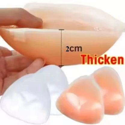 2pcs Silicone Bra Inserts Breast Pads Sticky Push-up Women Bra Cup Thicker Nipple Cover Patch Bikini Inserts for Swimsuit Gif